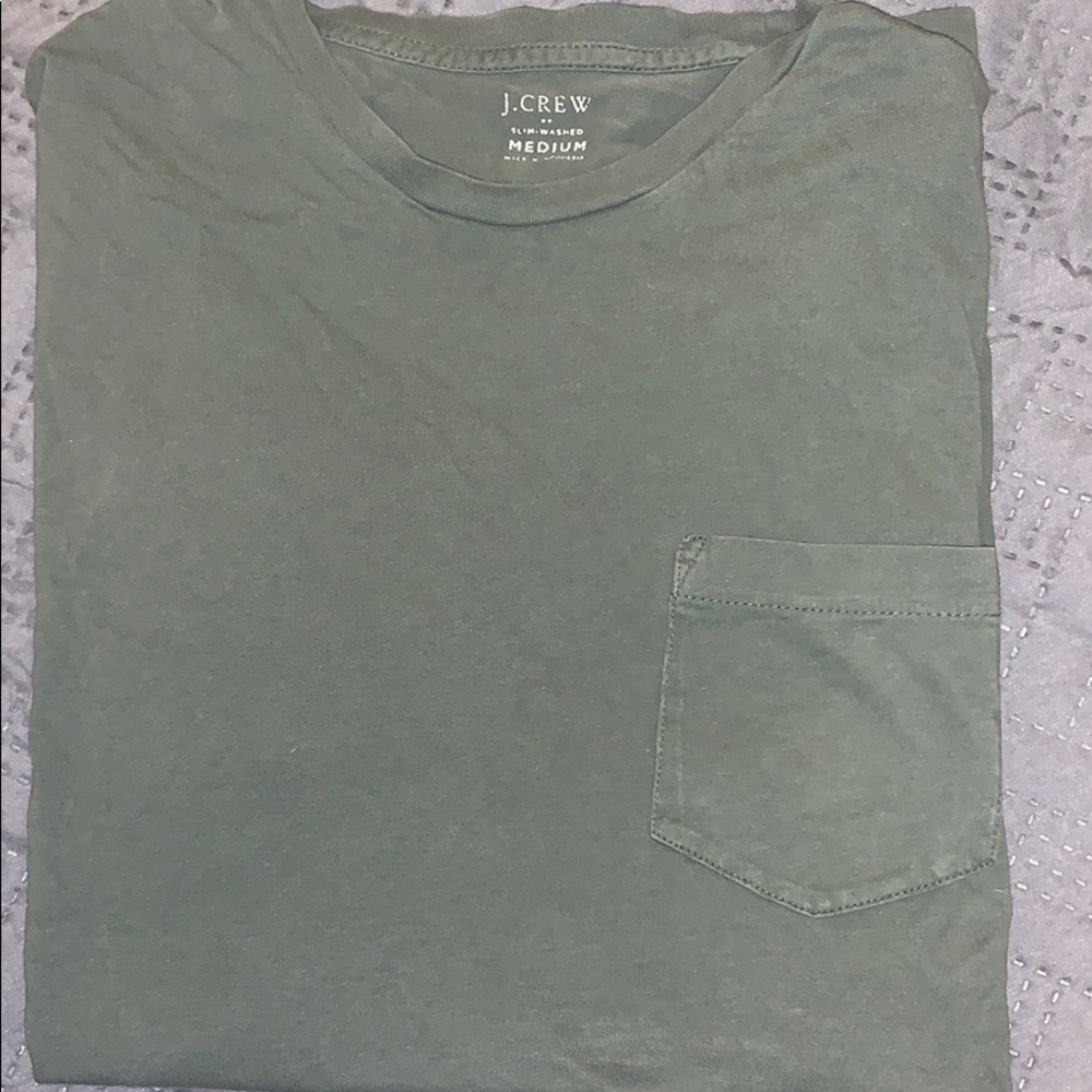 J crew slim washed medium hunter green pocket t